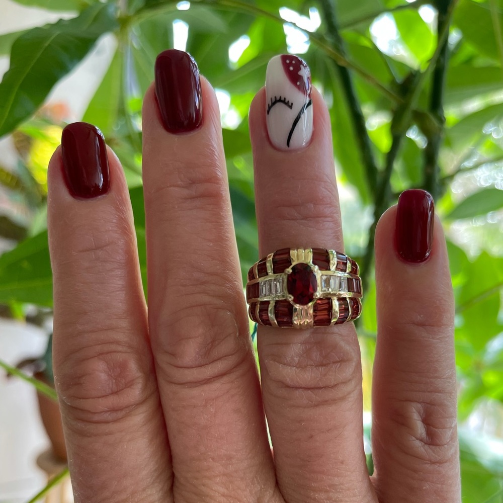 CID .75ct. Diamond Garnet 14K gold Ring